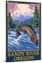 Fisherman - Sandy River, Oregon-Lantern Press-Mounted Art Print