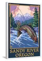 Fisherman - Sandy River, Oregon-Lantern Press-Framed Art Print