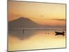Fisherman Standing in Sea with Mount Agung in the Background, Sanur, Bali, Indonesia-Ian Trower-Mounted Photographic Print