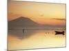 Fisherman Standing in Sea with Mount Agung in the Background, Sanur, Bali, Indonesia-Ian Trower-Mounted Photographic Print