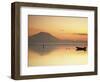 Fisherman Standing in Sea with Mount Agung in the Background, Sanur, Bali, Indonesia-Ian Trower-Framed Photographic Print