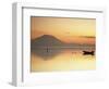 Fisherman Standing in Sea with Mount Agung in the Background, Sanur, Bali, Indonesia-Ian Trower-Framed Photographic Print