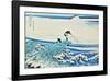 Fisherman Standing on a Rocky Promontory at Kajikazawa-Katsushika Hokusai-Framed Art Print