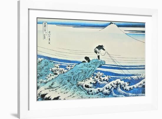 Fisherman Standing on a Rocky Promontory at Kajikazawa-Katsushika Hokusai-Framed Art Print