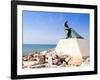 Fisherman Statue in Salou Beach at Catalonia Spain-holbox-Framed Art Print