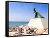 Fisherman Statue in Salou Beach at Catalonia Spain-holbox-Framed Stretched Canvas