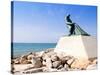 Fisherman Statue in Salou Beach at Catalonia Spain-holbox-Stretched Canvas