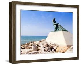 Fisherman Statue in Salou Beach at Catalonia Spain-holbox-Framed Art Print