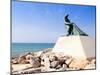 Fisherman Statue in Salou Beach at Catalonia Spain-holbox-Mounted Art Print