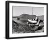 Fisherman Tends to His Nets in Greece-null-Framed Photographic Print