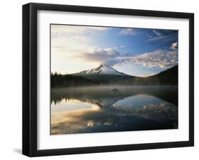 Fisherman, Trillium Lake, Mt Hood National Forest, Mt Hood Wilderness Area, Oregon, USA-Adam Jones-Framed Premium Photographic Print