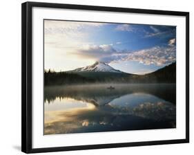 Fisherman, Trillium Lake, Mt Hood National Forest, Mt Hood Wilderness Area, Oregon, USA-Adam Jones-Framed Photographic Print