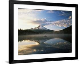 Fisherman, Trillium Lake, Mt Hood National Forest, Mt Hood Wilderness Area, Oregon, USA-Adam Jones-Framed Photographic Print