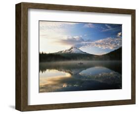 Fisherman, Trillium Lake, Mt Hood National Forest, Mt Hood Wilderness Area, Oregon, USA-Adam Jones-Framed Photographic Print