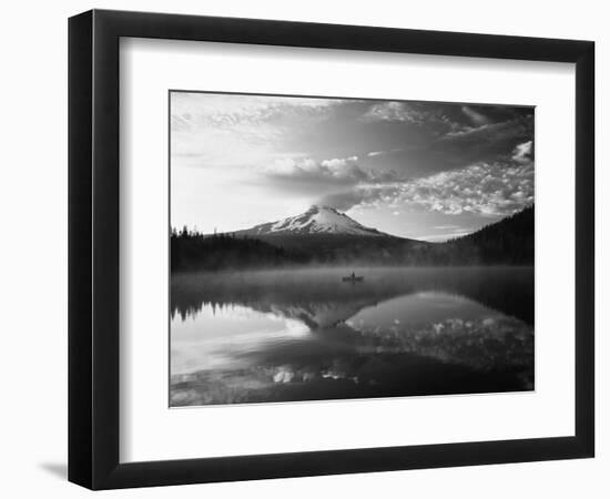 Fisherman, Trillium Lake, Mt Hood National Forest, Mt Hood Wilderness Area, Oregon, USA-Adam Jones-Framed Photographic Print