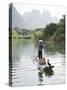 Fisherman with Cormorants, Yangshuo, Li River, Guangxi Province, China-Angelo Cavalli-Stretched Canvas