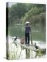 Fisherman with Cormorants, Yangshuo, Li River, Guangxi Province, China-Angelo Cavalli-Stretched Canvas