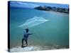 Fisherman with Net, Kupang, Timor, Southeast Asia-Robert Francis-Stretched Canvas