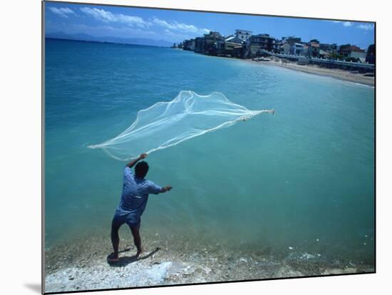 Fisherman with Net, Kupang, Timor, Southeast Asia-Robert Francis-Mounted Photographic Print