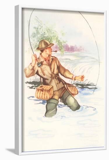 Fisherman with Pipe, Illustration-null-Framed Art Print