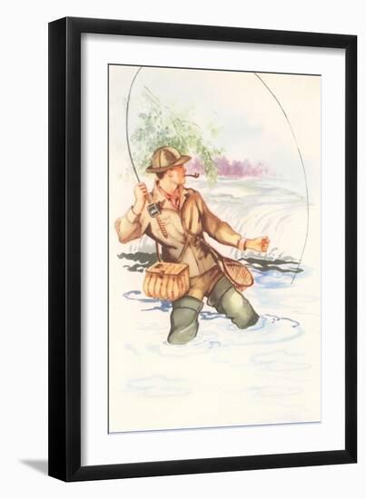 Fisherman with Pipe, Illustration-null-Framed Art Print