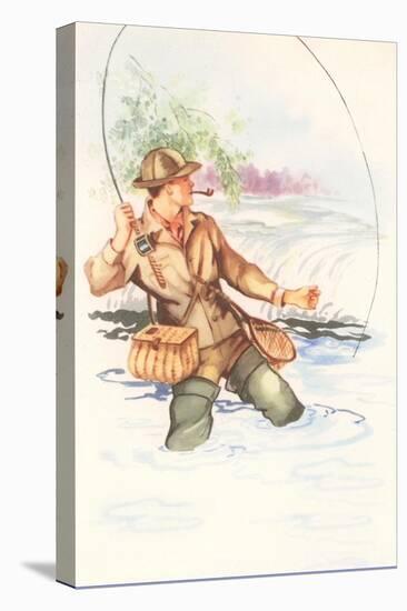 Fisherman with Pipe, Illustration-null-Stretched Canvas