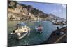 Fisherman Working on Harbour Quayside with View Towards Amalfi Town and Fishing Boats-Eleanor Scriven-Mounted Photographic Print