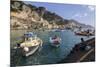 Fisherman Working on Harbour Quayside with View Towards Amalfi Town and Fishing Boats-Eleanor Scriven-Mounted Photographic Print