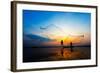 Fishermans in Action When Fishing at Sunrise, Wanon Niwat, Sakon Nakhon, Thailand.-TWStock-Framed Photographic Print