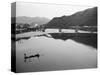 Fishermen and Historic Bridge, Iwakuni, Japan-Walter Bibikow-Stretched Canvas