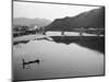 Fishermen and Historic Bridge, Iwakuni, Japan-Walter Bibikow-Mounted Photographic Print