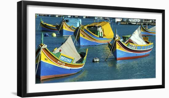 Fishermen and Luzzus in Marsaxlokk Harbor, Malta-Richard Wright-Framed Photographic Print