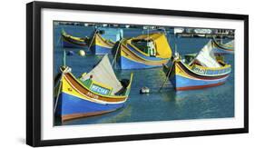 Fishermen and Luzzus in Marsaxlokk Harbor, Malta-Richard Wright-Framed Photographic Print