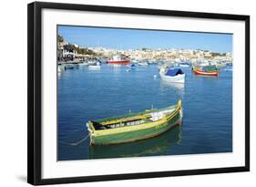 Fishermen and Luzzus in Marsaxlokk Harbor, Malta-Richard Wright-Framed Photographic Print