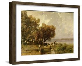 Fishermen at Lake Balaton-Geza Meszoly-Framed Giclee Print