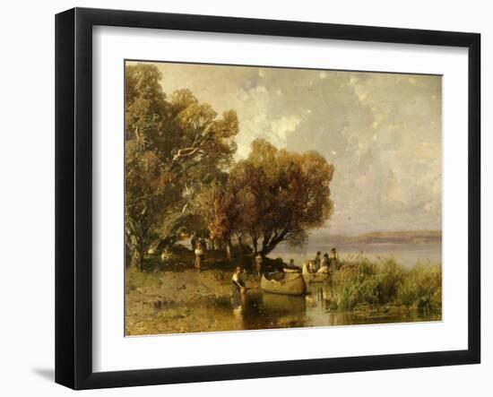 Fishermen at Lake Balaton-Geza Meszoly-Framed Giclee Print