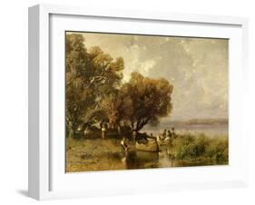 Fishermen at Lake Balaton-Geza Meszoly-Framed Giclee Print
