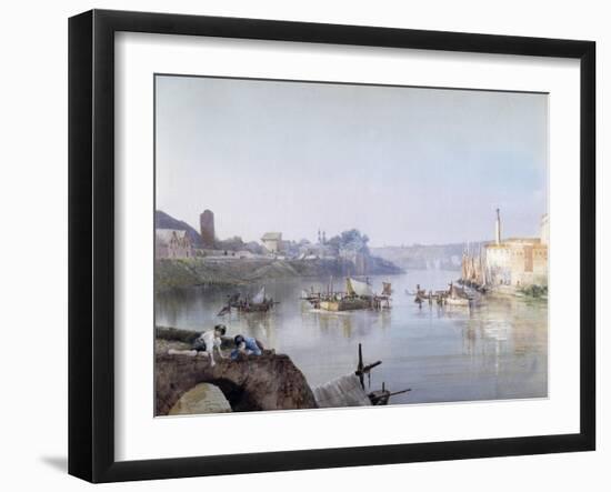 Fishermen at Ripa Grande-Ettore Roesler Franz-Framed Giclee Print