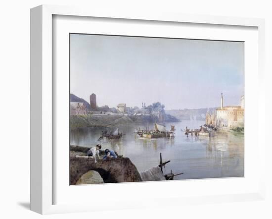 Fishermen at Ripa Grande-Ettore Roesler Franz-Framed Giclee Print