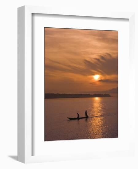 Fishermen at Sunset on the Amazon River, Brazil, South America-Nico Tondini-Framed Photographic Print
