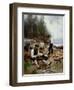 Fishermen at the beach-August Eiebakke-Framed Giclee Print