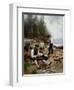 Fishermen at the beach-August Eiebakke-Framed Giclee Print