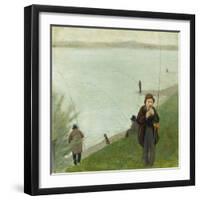 Fishermen at the Rhine River, 1905-Auguste Macke-Framed Giclee Print