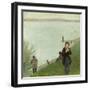 Fishermen at the Rhine River, 1905-Auguste Macke-Framed Giclee Print