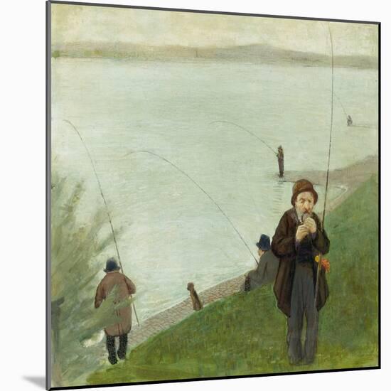 Fishermen at the Rhine River, 1905-Auguste Macke-Mounted Giclee Print