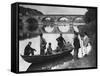 Fishermen Boating on the River Tweed by Coldstream Bridge-null-Framed Stretched Canvas