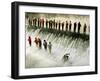 Fishermen Brave the Cold Waters at Bennett Spring State Park for a Chance to Catch Trout-null-Framed Premium Photographic Print
