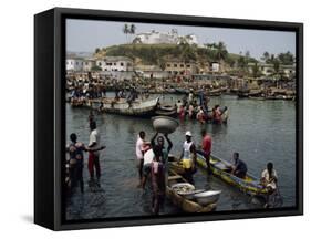 Fishermen Bringing Catch Ashore, Elmina, Ghana, West Africa, Africa-Poole David-Framed Stretched Canvas
