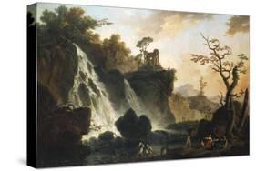 Fishermen by a Waterfall in a Classical Landscape-Herri Met De Bles-Stretched Canvas