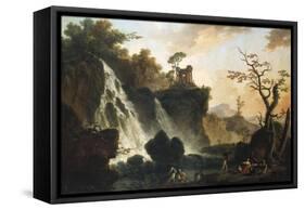 Fishermen by a Waterfall in a Classical Landscape-Herri Met De Bles-Framed Stretched Canvas